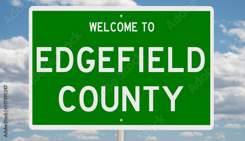 Rendering of a 3d green highway sign for Edgefield County photo