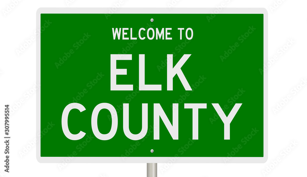 Rendering of a 3d green highway sign for Elk County Rendering of a 3d green highway sign for Elk County