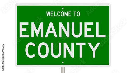 Rendering of a 3d green highway sign for Emanuel County photo