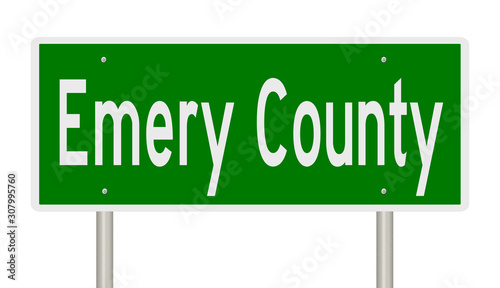 Rendering of a 3d green highway sign for Emery County photo