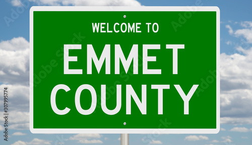 Rendering of a 3d green highway sign for Emmet County photo