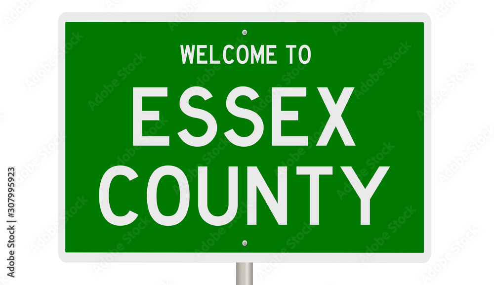 Rendering of a 3d green highway sign for Essex County Rendering of a 3d green highway sign for Essex County