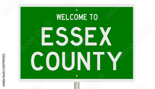 Rendering of a 3d green highway sign for Essex County