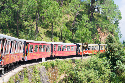 Shimla, India - Sep 09 2019- Kalka–Shimla railway in Shimla, Himachal Pradesh, India. It is part of UNESCO World Heritage Site - Mountain Railways of India.