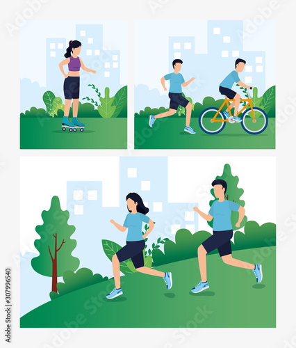 Healthy lifestyle design, Fitness gym bodybuilding bodycare activity exercise and diet theme Vector illustration
