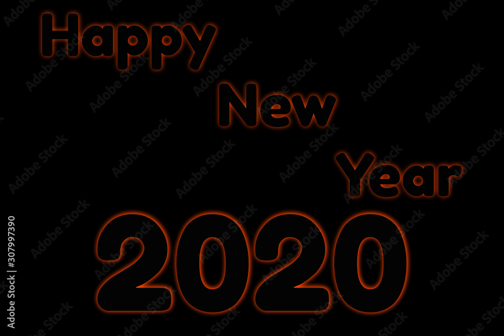 Happy New Year 2020 Black Background
