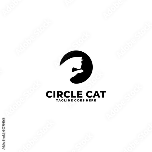 Circle Cat Illustration Vector Template