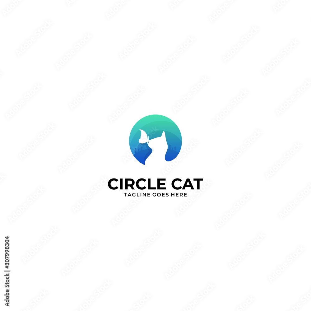 Circle Cat Illustration Vector Template