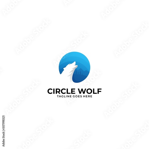 Circle Wolf Illustration Vector Template