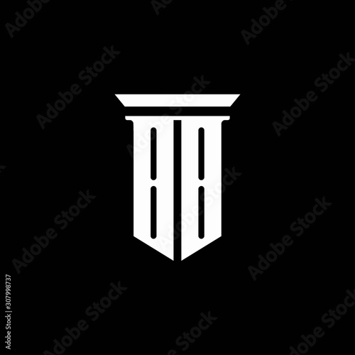 BB monogram logo with emblem style isolated on black background