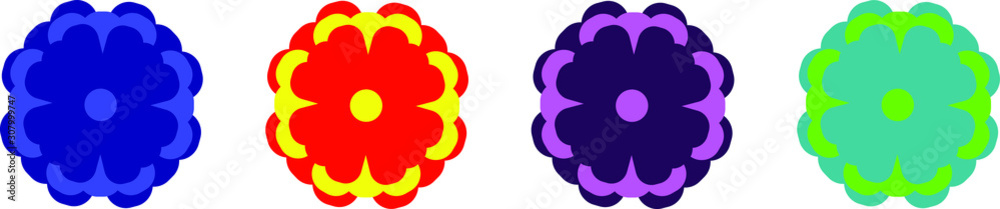 set of isolated colors of the same shape, painted in different colors set of isolated colors of the same shape, painted in different colors
