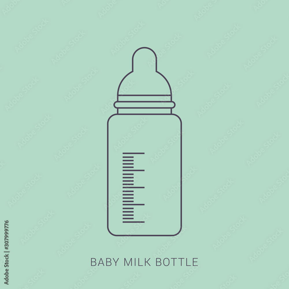 Baby milk bottle in cartoon flat style, stock vector illustration Baby milk bottle in cartoon flat style, stock vector illustration