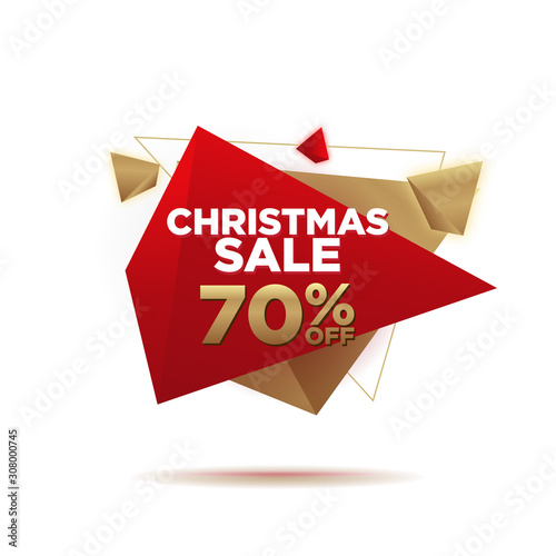 Christmas Sale Triangle Element Banner . Element with modern cool black gold red vector illustration