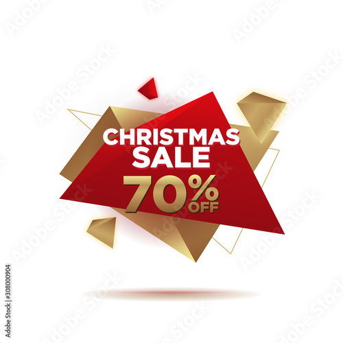 Christmas Sale Triangle Element Banner . Element with modern cool black gold red vector illustration