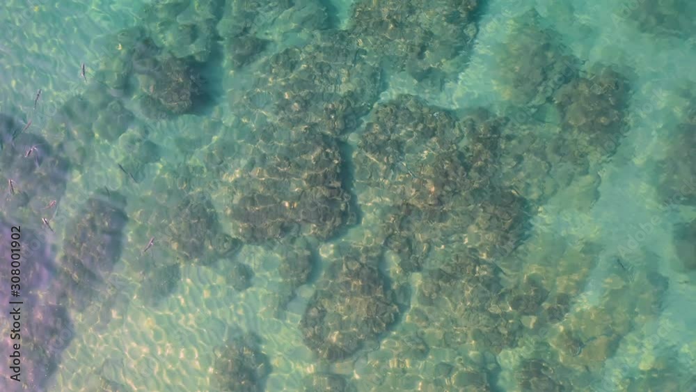Water surface and sea bottom from drone, 4k aerial view Water surface and sea bottom from drone, 4k aerial view