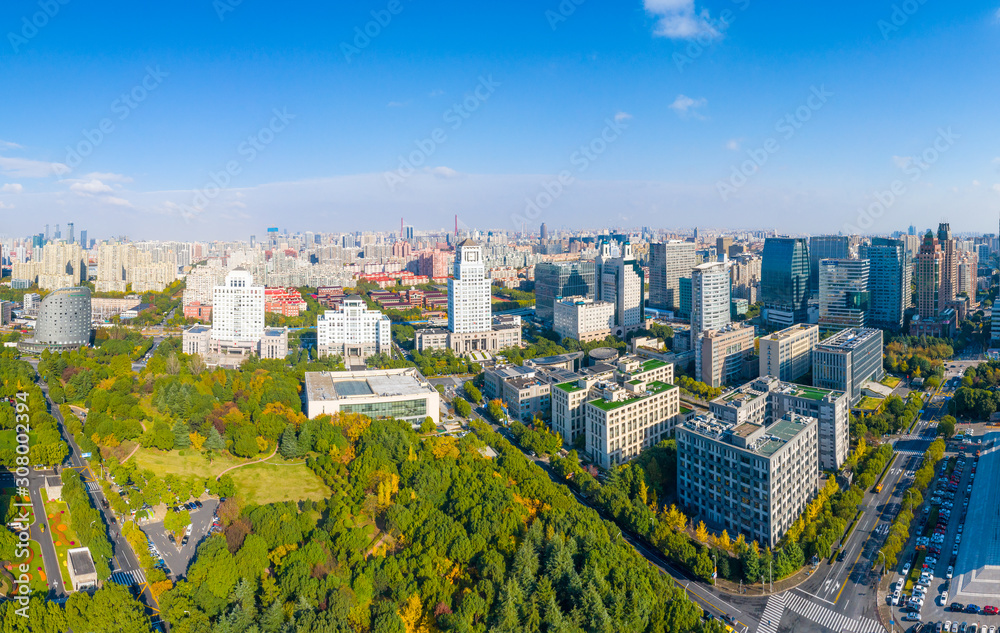Naklejka premium Aerial aerial photographs of urban scenery in Pudong New Area, Shanghai, China