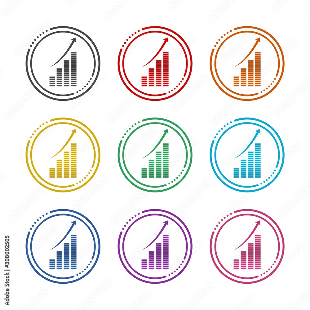 Growing concept color icon set isolated on white background