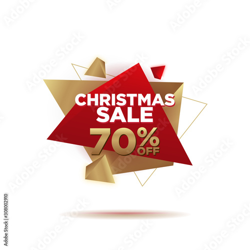 Christmas Sale Triangle Element Banner . Element with modern cool black gold red vector illustration