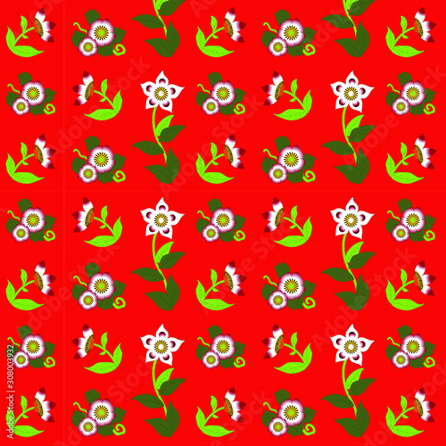Motif inspiré des ornements chinois sur le thème des fleurs.
