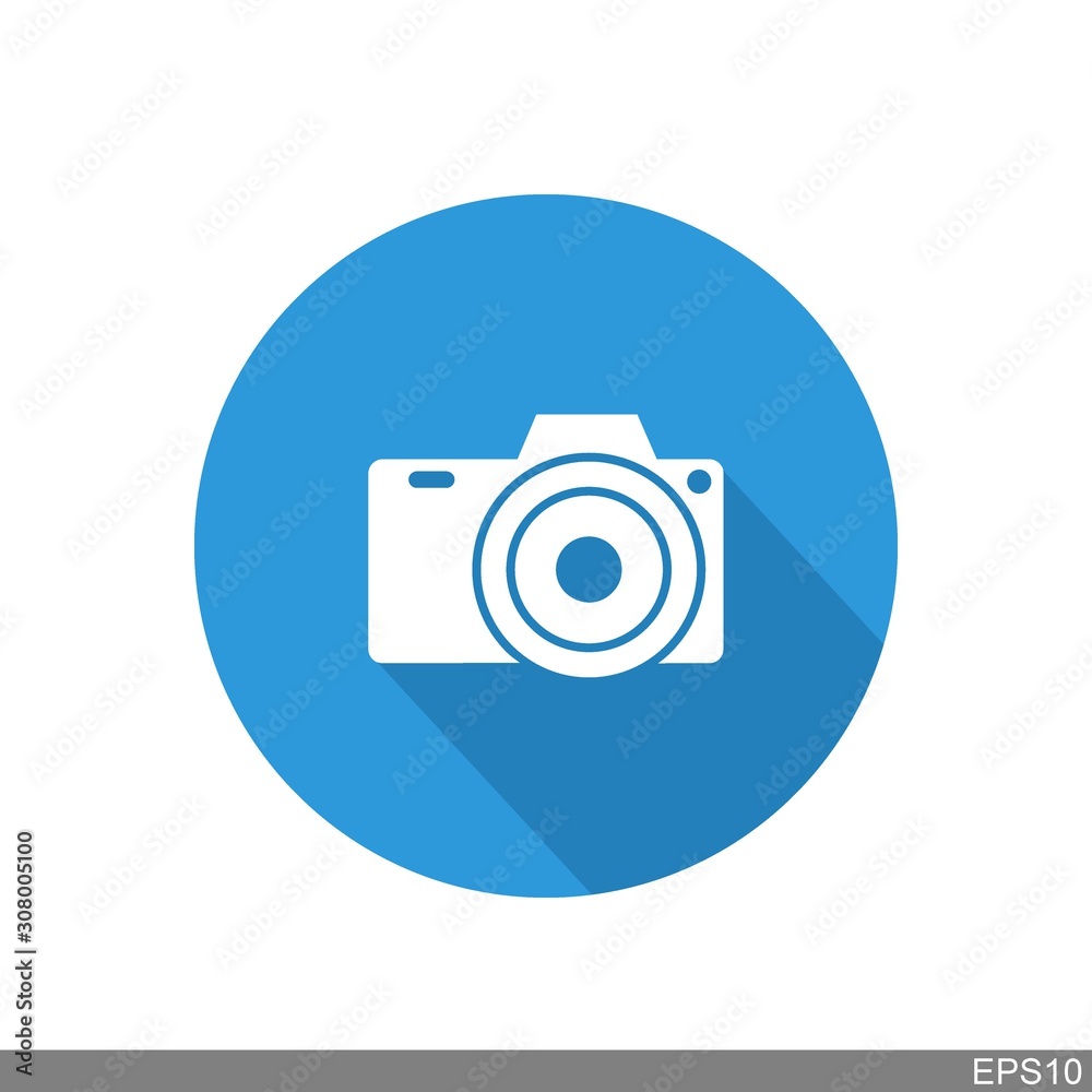 Camera icon in a blue circle.vector illustration