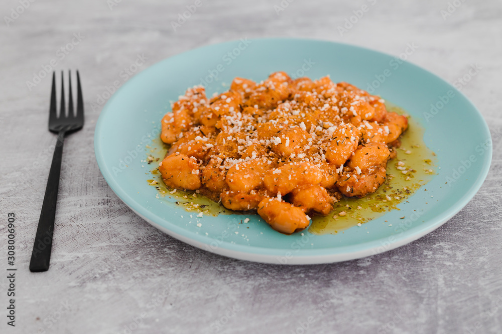 pumpkin gnocchi with vegan parmesan and hearbs pumpkin gnocchi with vegan parmesan and hearbs