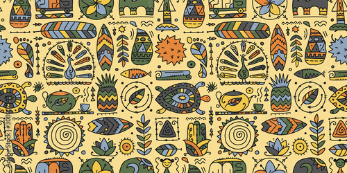 Sri Lanka art travel, tribal seamless pattern for your design