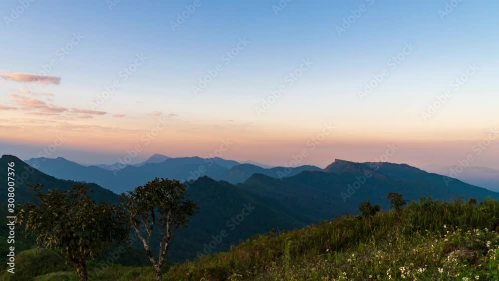 Time lapse Morning of the foggy day With a mountainous landscape Northern Thailand during the cold season. Time lapse Morning of the foggy day With a mountainous landscape Northern Thailand during the cold season.
