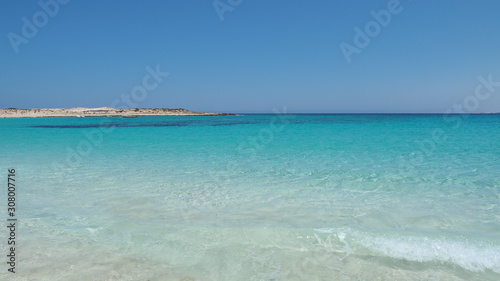 Marsa Matruh, Egypt. The amazing sea with tropical blue, turquoise and green colors. Relaxing context. Fabulous holidays. Mediterranean Sea. North Africa. Clean and pristine sea