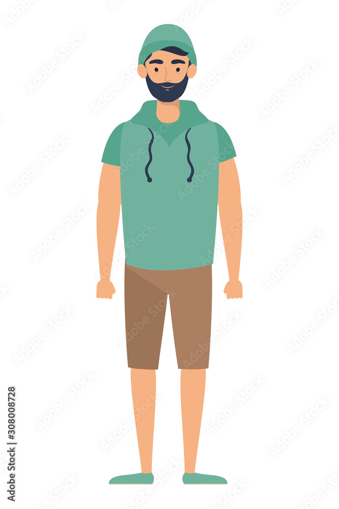 young man with beard avatar character young man with beard avatar character