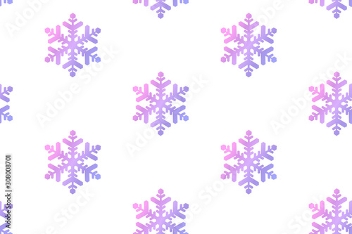 Christmas seamless gradient pattern with snowflakes on white background.