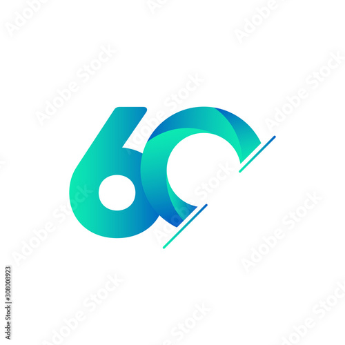 60 Years Anniversary Celebration tosca green Vector Template Design Illustration