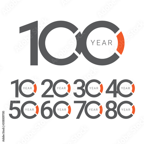 100 Years Anniversary Celebration Orange Vector Template Design Illustration