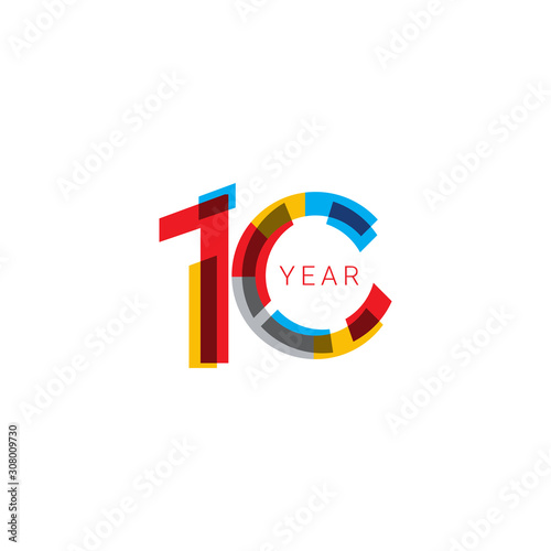 10 Years Anniversary Celebration out color Vector Template Design Illustration