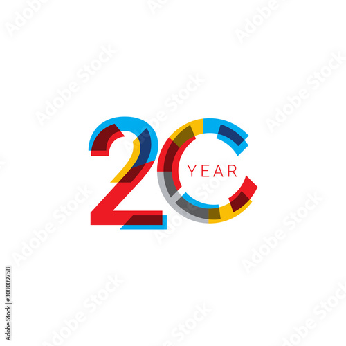 20 Years Anniversary Celebration out color Vector Template Design Illustration