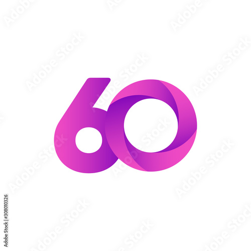 60 Years Anniversary Celebration Purple Vector Template Design Illustration