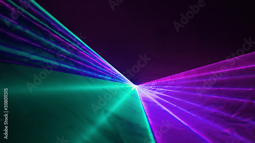 Multicolored Disco Laser with Beams Through Smoke