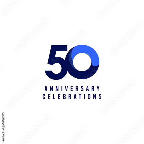 50 Years Anniversary Celebration Blue Vector Template Design Illustration