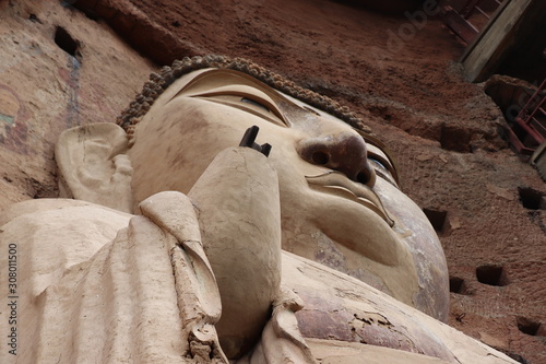 Maijishan Cave-Temple Complex in Tianshui , Gansu Province , China. Artistic treasures of Maiji Mountain caves. UNESCO World Heritage Site. photo