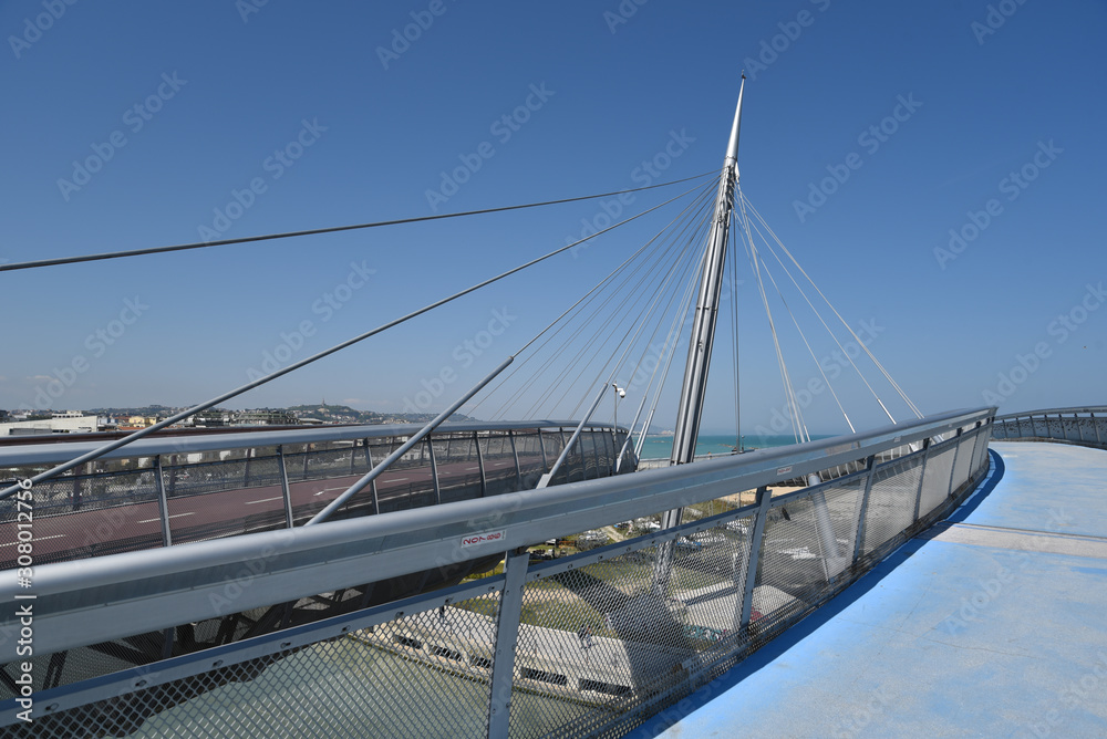 Ponte del Mare in Pescara, Abruzzo, Italy Divided Into Pedestrian and Bicycle Paths Ponte del Mare in Pescara, Abruzzo, Italy Divided Into Pedestrian and Bicycle Paths