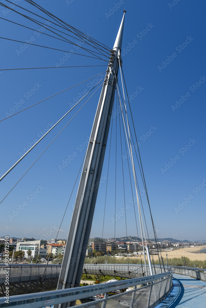 Ponte del Mare in Pescara, Abruzzo, Italy Divided Into Pedestrian and Bicycle Paths Ponte del Mare in Pescara, Abruzzo, Italy Divided Into Pedestrian and Bicycle Paths