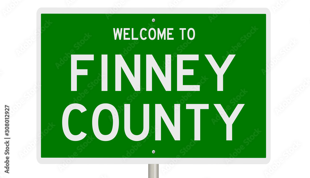 Rendering of a 3d green highway sign for Finney County Rendering of a 3d green highway sign for Finney County
