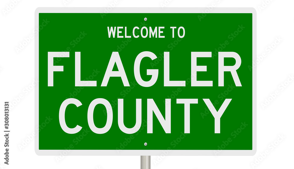 Rendering of a 3d green highway sign for Flagler County Rendering of a 3d green highway sign for Flagler County