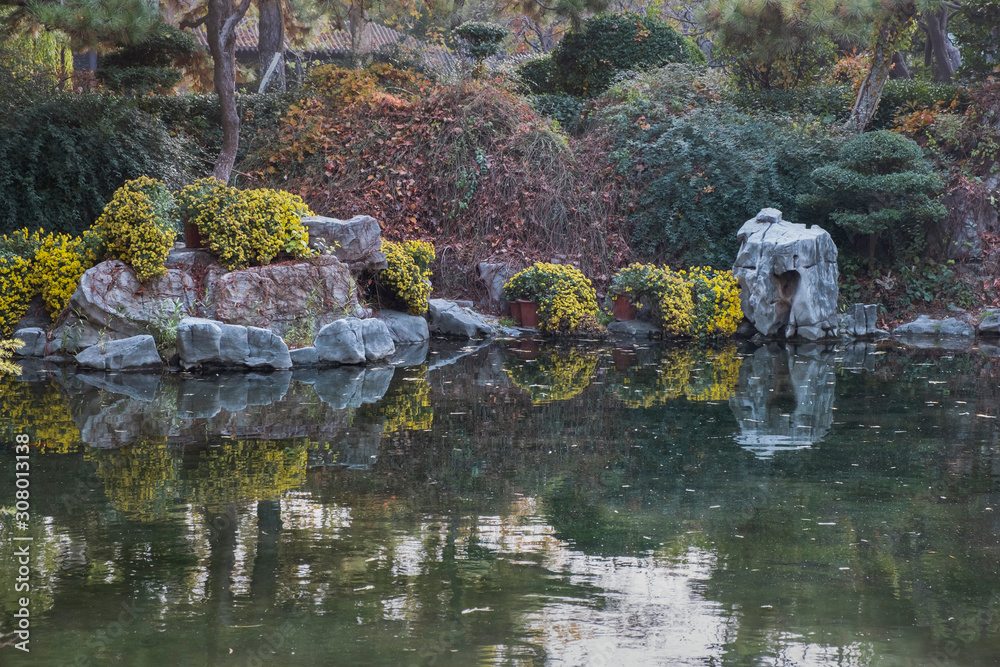 Naklejka premium quiet pond in Chinese garden