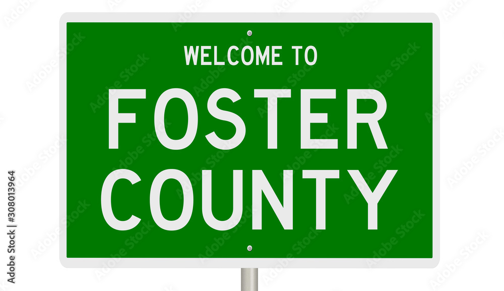 Rendering of a 3d green highway sign for Foster County Rendering of a 3d green highway sign for Foster County