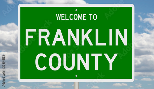 Rendering of a 3d green highway sign for Franklin County photo