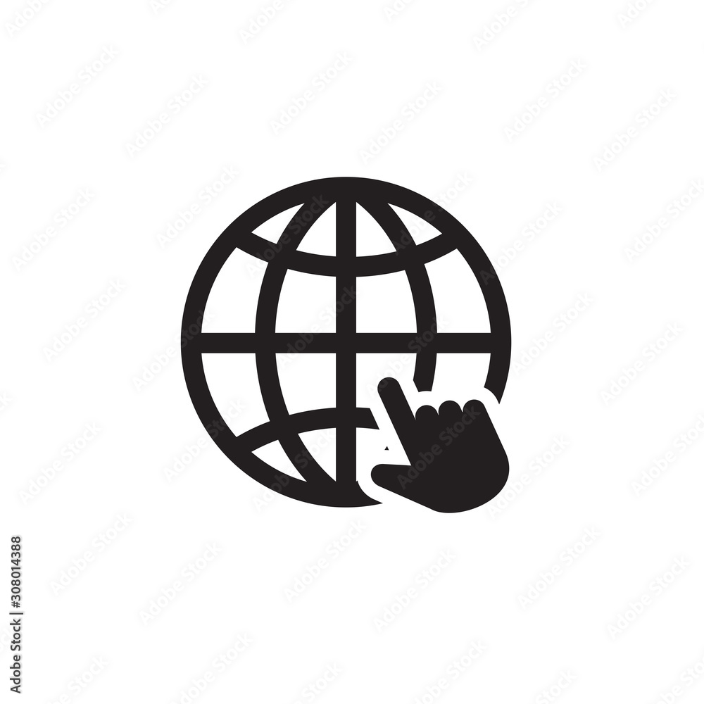 World website hand cursor icon symbol vector illustration World website hand cursor icon symbol vector illustration