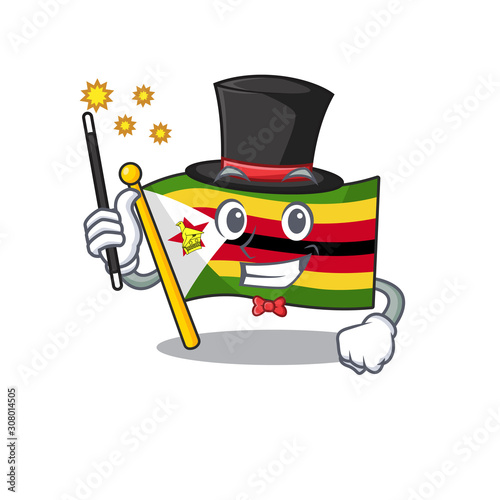 Cartoon character design of flag zimbabwe Magician style