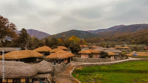 Traditional villages Korea's shot from the sky overlooking the village of Asan oeam