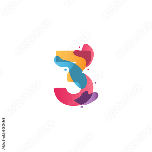 3 Years Anniversary Celebration flux Vector Template Design Illustration
