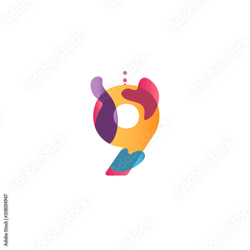 9 Years Anniversary Celebration flux Vector Template Design Illustration